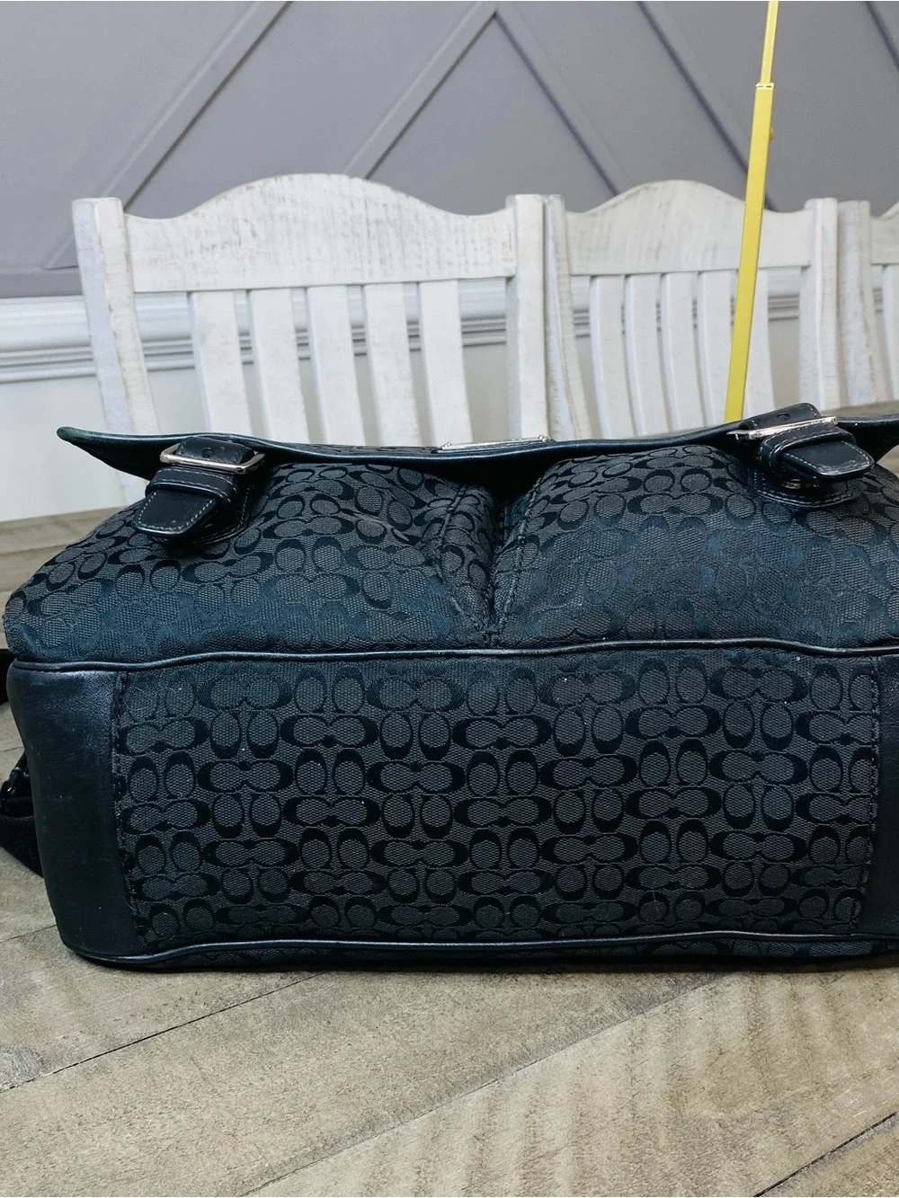 Coach Signature Jacquard Messenger Bag Black Canvas Laptop Crossbody F70283